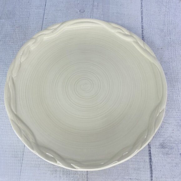 Tracy OCTAVIA HILL Solid Cream Twisted Rope Edge Ceramic 8" Salad Plates Set 4 - Picture 4 of 16